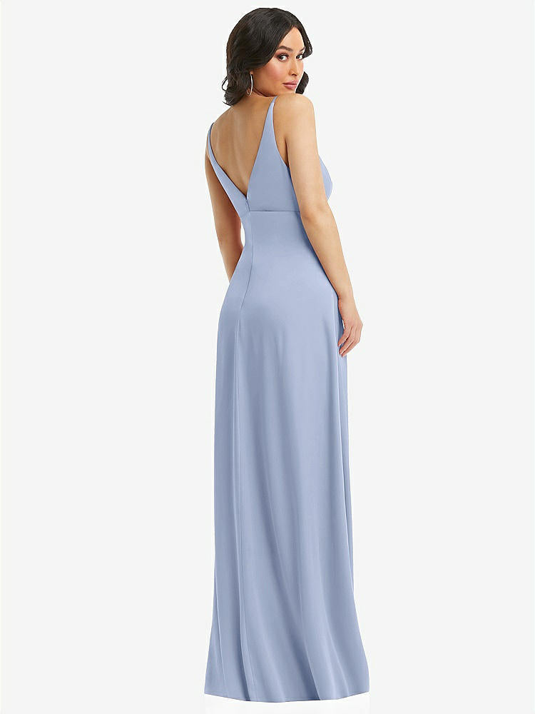 【STYLE: 6869】Skinny Strap Plunge Neckline Maxi Dress with Bow Detail【COLOR: Sky Blue】