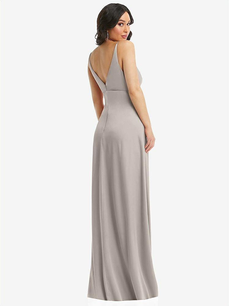 【STYLE: 6869】Skinny Strap Plunge Neckline Maxi Dress with Bow Detail【COLOR: Taupe】