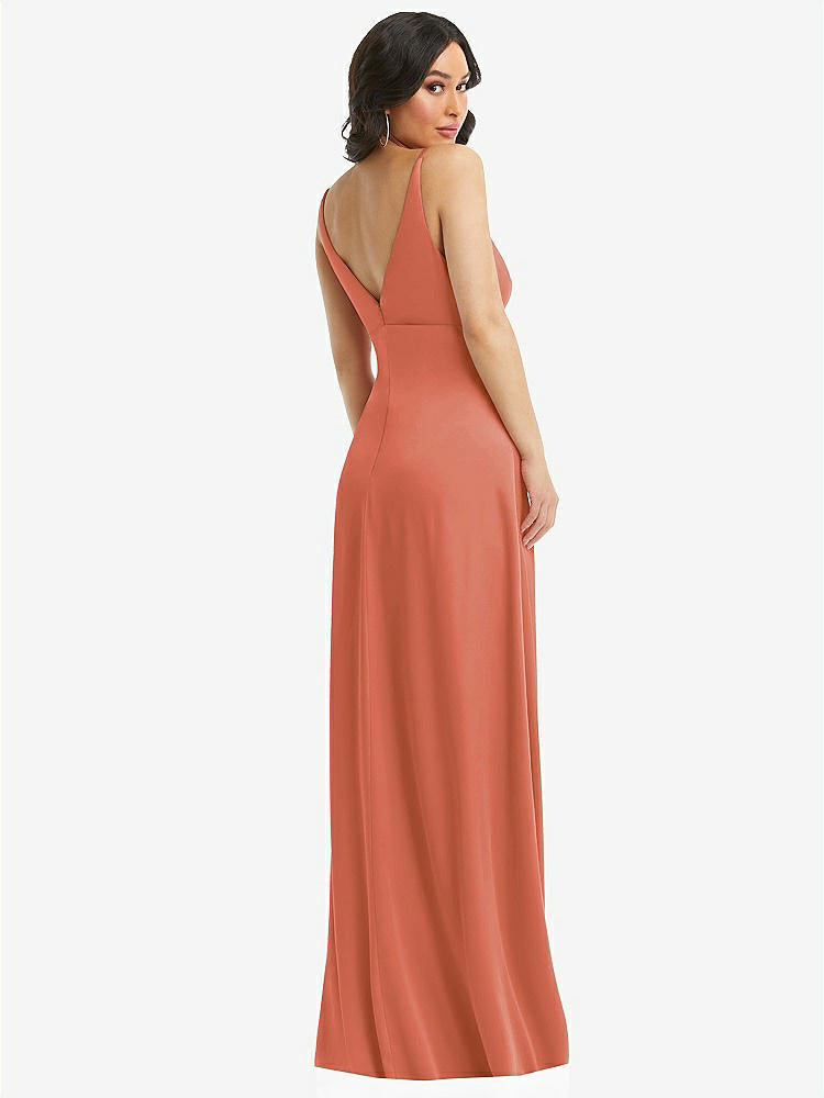 【STYLE: 6869】Skinny Strap Plunge Neckline Maxi Dress with Bow Detail【COLOR: Terracotta Copper】