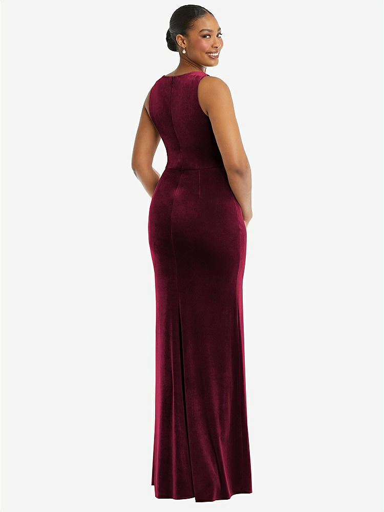 【NEW】【STYLE: 6870】正方形 首 閉じた 背中 ベルベット マキシ ドレス 【COLOR: Cabernet】【SIZE: 00-30W】