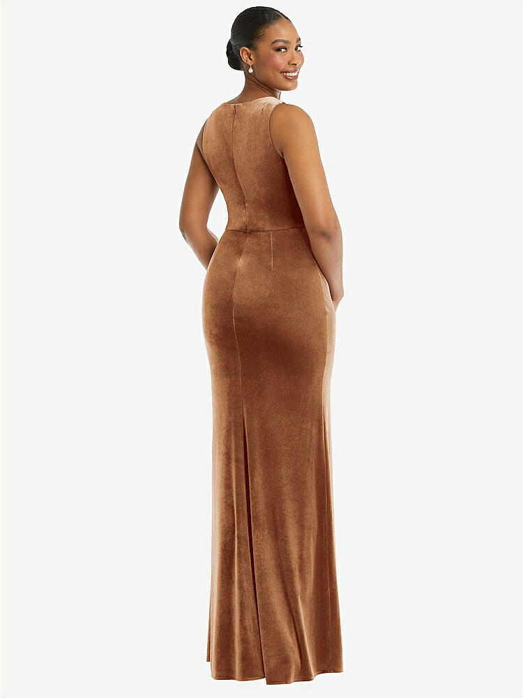 【STYLE: 6870】Square Neck Closed Back Velvet Maxi Dress 【COLOR: Golden Almond】