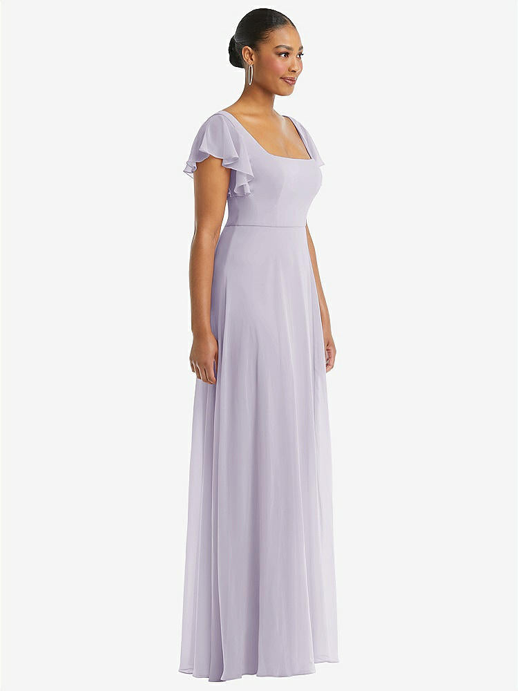 【NEW】【STYLE: 1568】フラッター 袖 スクープ オープンバック シフォン マキシ ドレス【COLOR: Moondance】【SIZE: 00-30W】