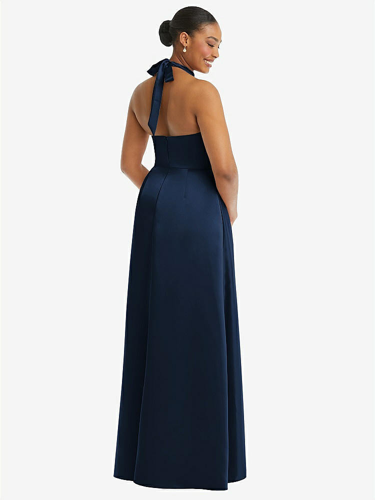 【NEW】【STYLE: 3113】ハイネック ネクタイバック ホルター カスケード 高 低 マキシ ドレス【COLOR: Midnight Navy】【SIZE: 00-30W】