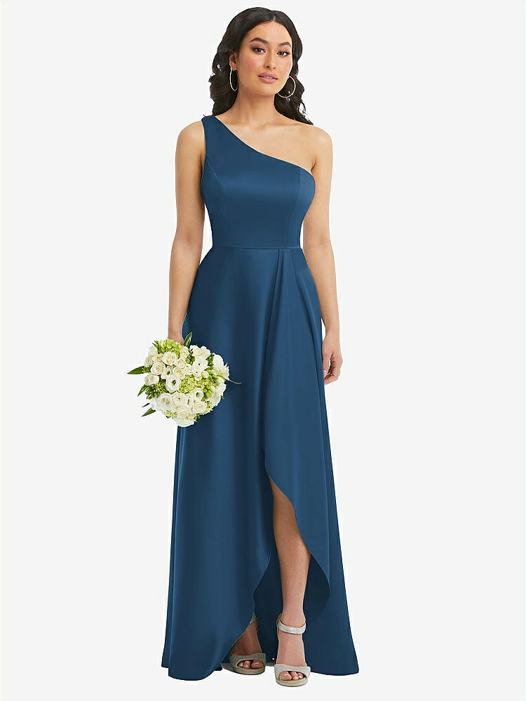 【STYLE: 3114】One-Shoulder High Low Maxi Dress with Pockets【COLOR: Dusk Blue】