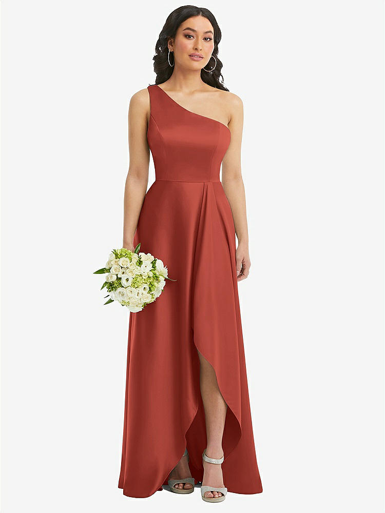 【STYLE: 3114】One-Shoulder High Low Maxi Dress with Pockets【COLOR: Amber Sunset】