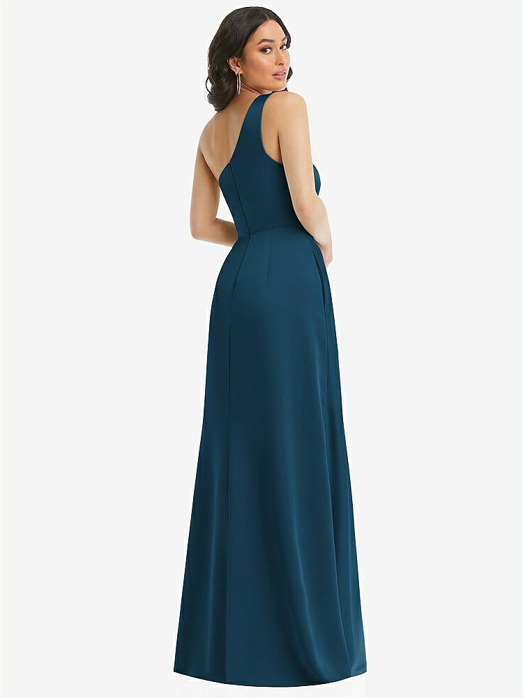 【STYLE: 3114】One-Shoulder High Low Maxi Dress with Pockets【COLOR: Atlantic Blue】