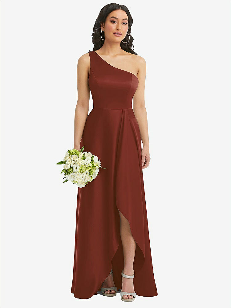 【STYLE: 3114】One-Shoulder High Low Maxi Dress with Pockets【COLOR: Auburn Moon】