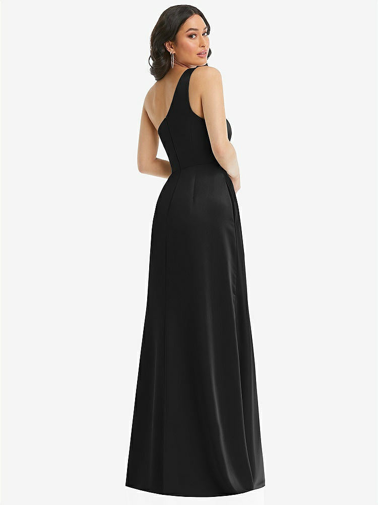 【STYLE: 3114】One-Shoulder High Low Maxi Dress with Pockets【COLOR: Black】