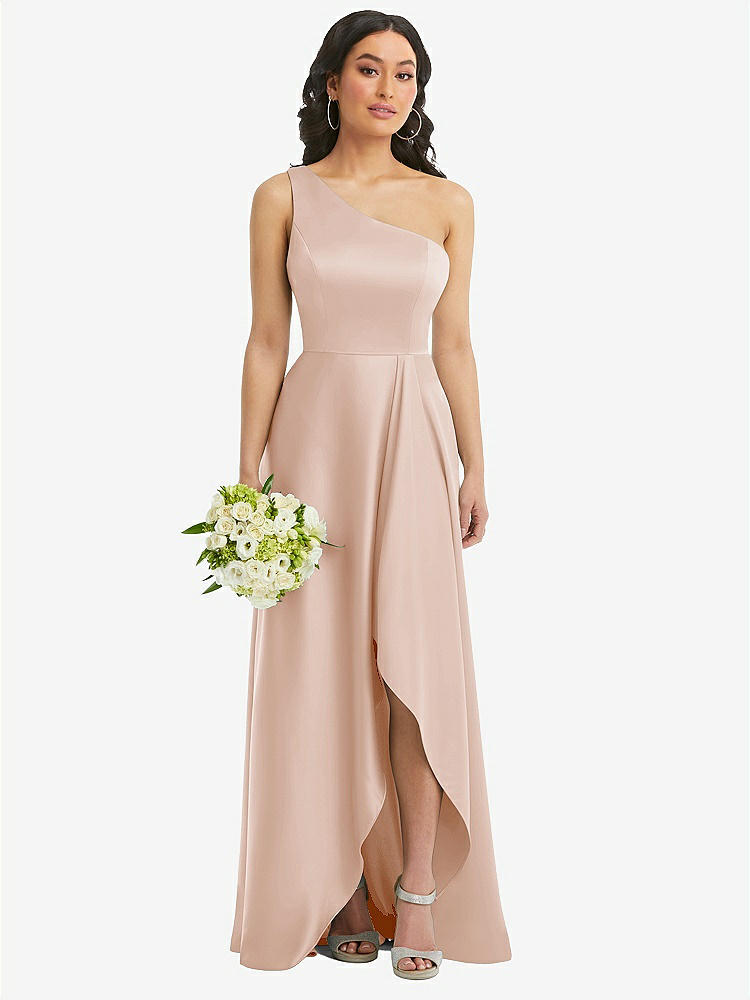 【STYLE: 3114】One-Shoulder High Low Maxi Dress with Pockets【COLOR: Cameo】