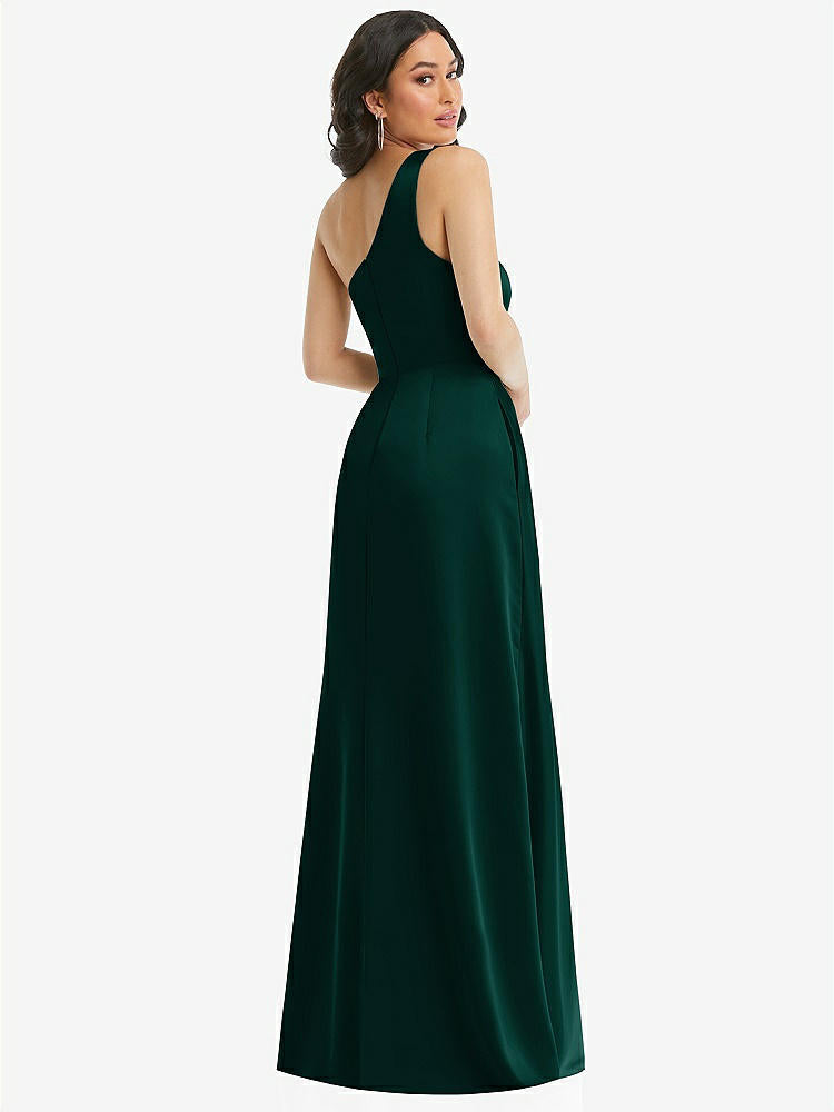 【STYLE: 3114】One-Shoulder High Low Maxi Dress with Pockets【COLOR: Evergreen】