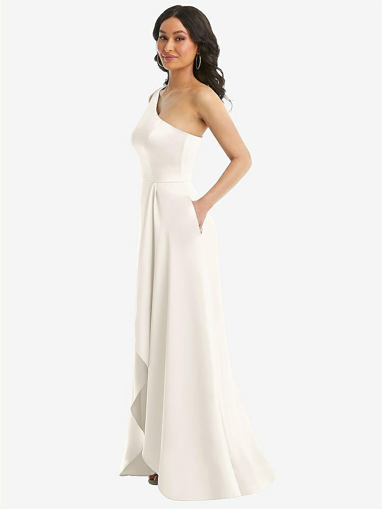 【NEW】【STYLE: 3114】ワンショルダー 高 低 マキシ ドレス ポケット付き【COLOR: Ivory】【SIZE: 00-30W】