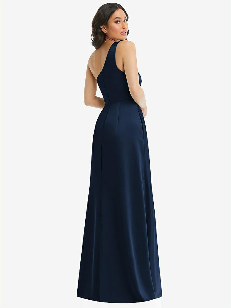 【STYLE: 3114】One-Shoulder High Low Maxi Dress with Pockets【COLOR: Midnight Navy】