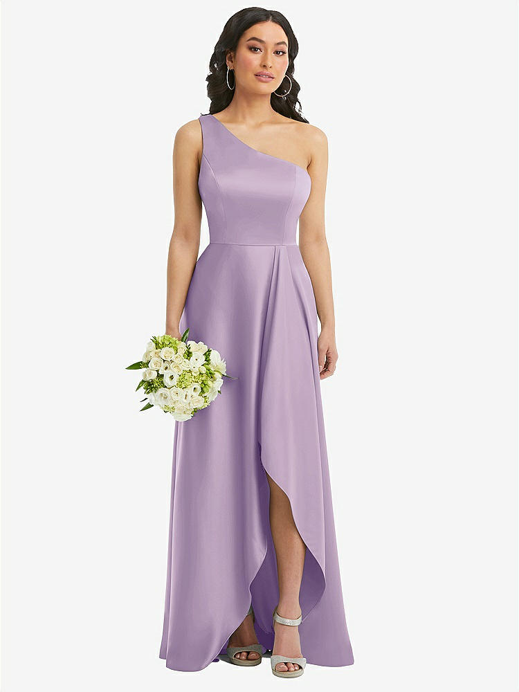 【STYLE: 3114】One-Shoulder High Low Maxi Dress with Pockets【COLOR: Pale Purple】