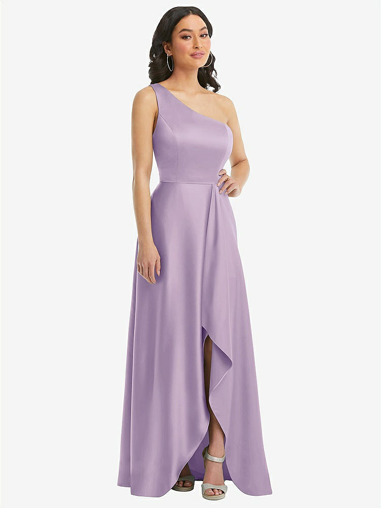 【STYLE: 3114】One-Shoulder High Low Maxi Dress with Pockets【COLOR: Pale Purple】