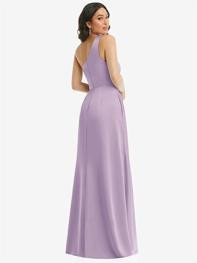 【STYLE: 3114】One-Shoulder High Low Maxi Dress with Pockets【COLOR: Pale Purple】