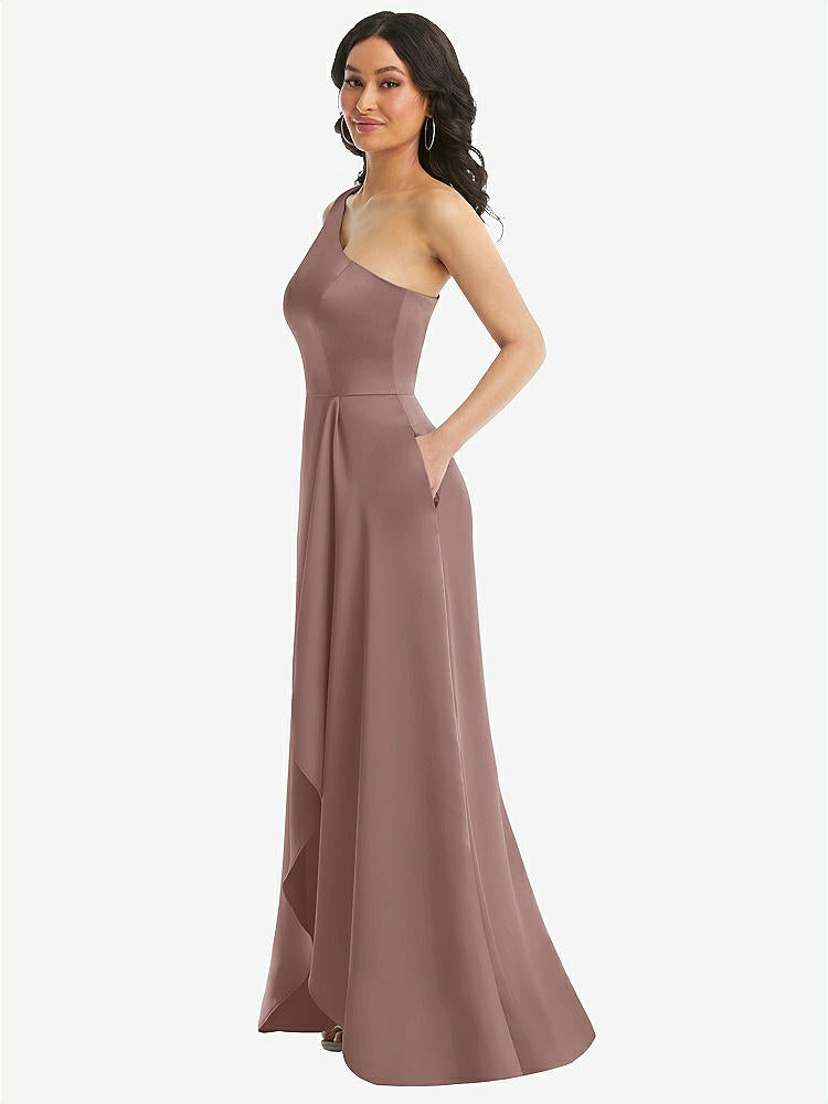 【STYLE: 3114】One-Shoulder High Low Maxi Dress with Pockets【COLOR: Sienna】