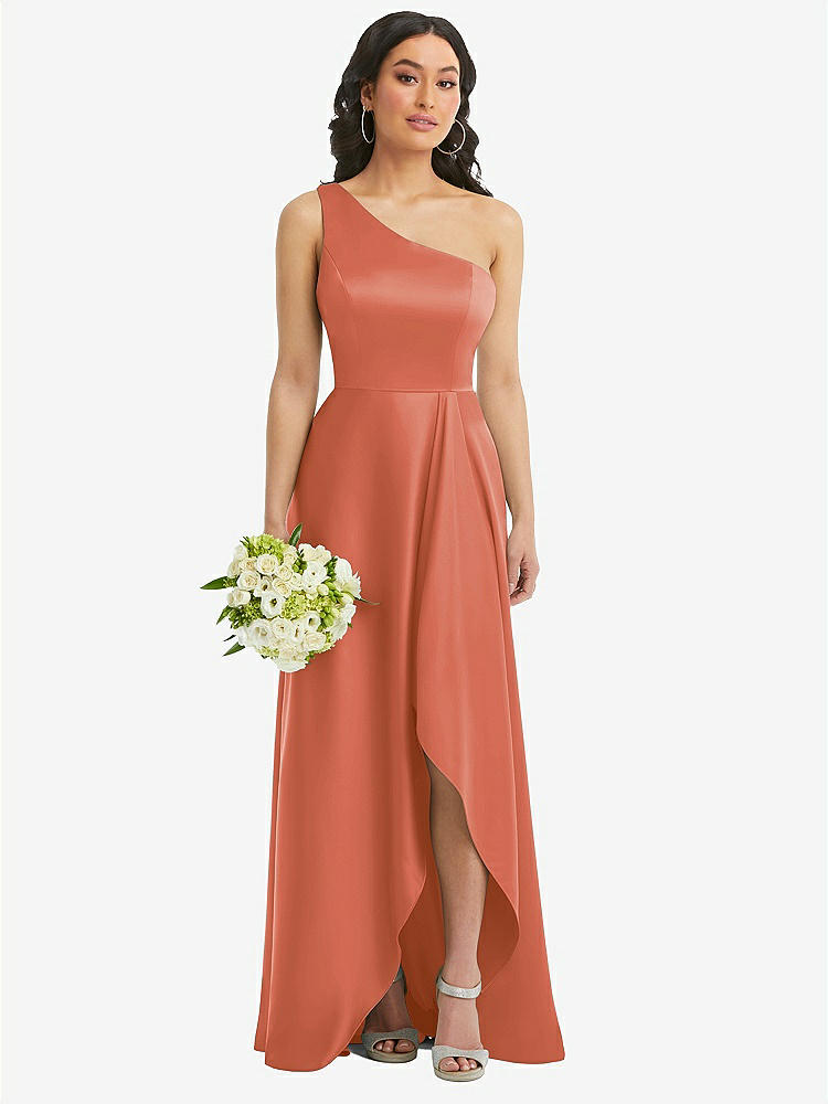 【STYLE: 3114】One-Shoulder High Low Maxi Dress with Pockets【COLOR: Terracotta Copper】