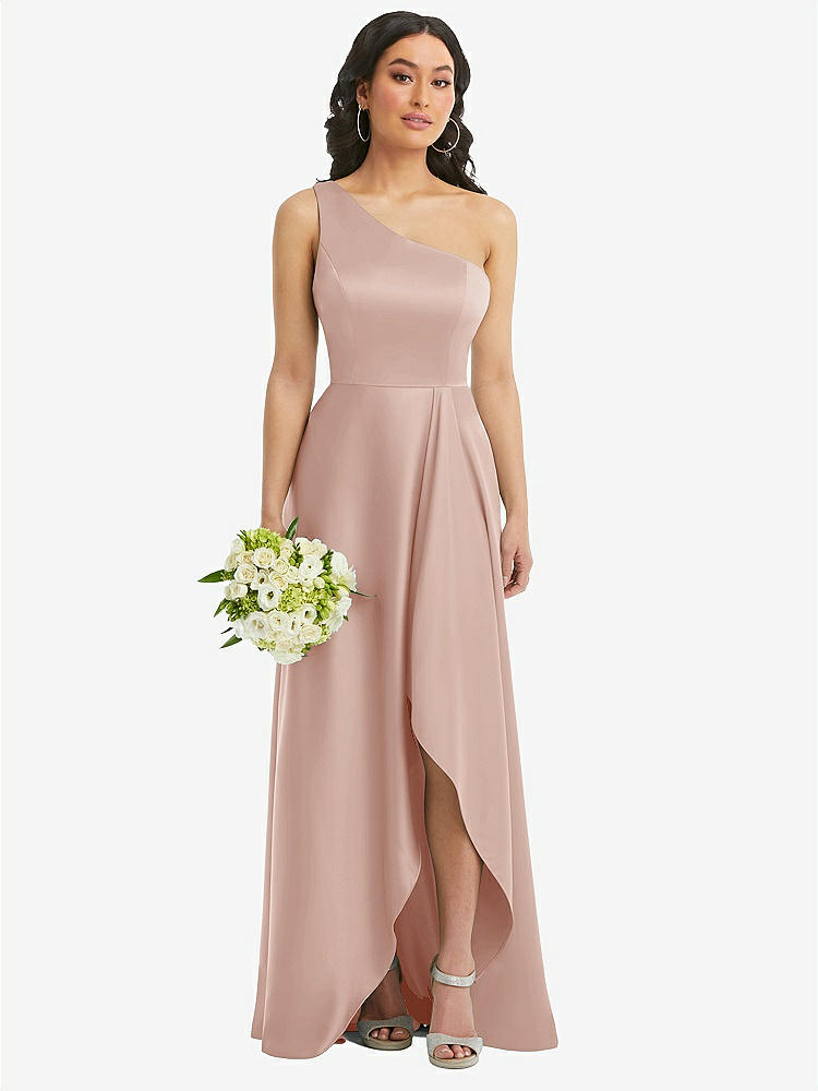 【STYLE: 3114】One-Shoulder High Low Maxi Dress with Pockets【COLOR: Toasted Sugar】