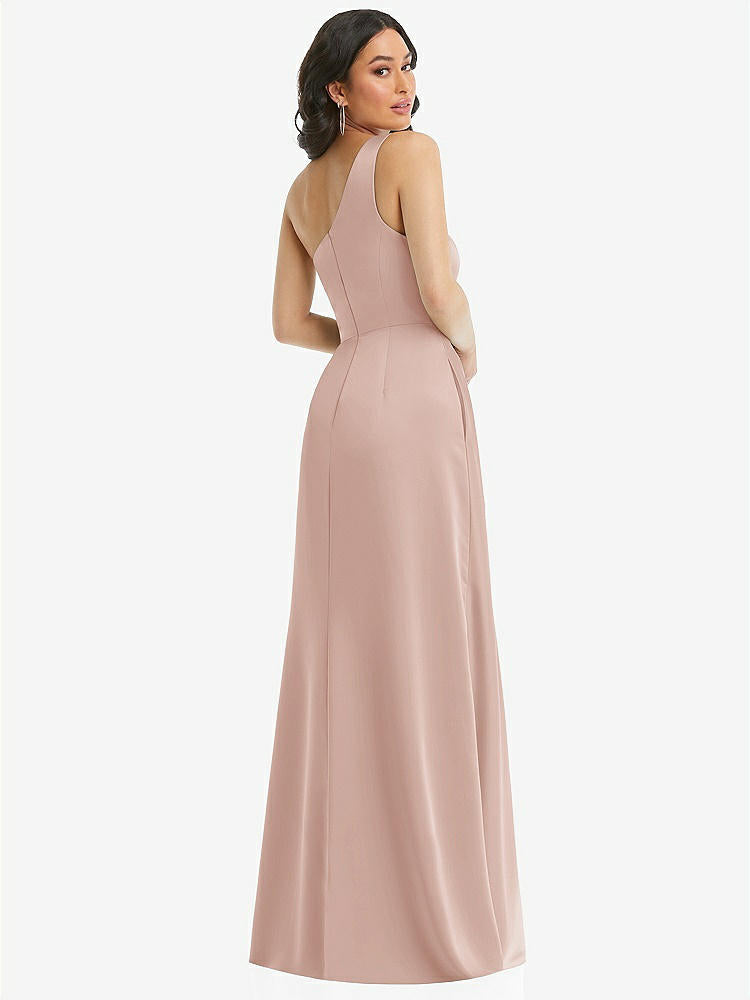 【STYLE: 3114】One-Shoulder High Low Maxi Dress with Pockets【COLOR: Toasted Sugar】