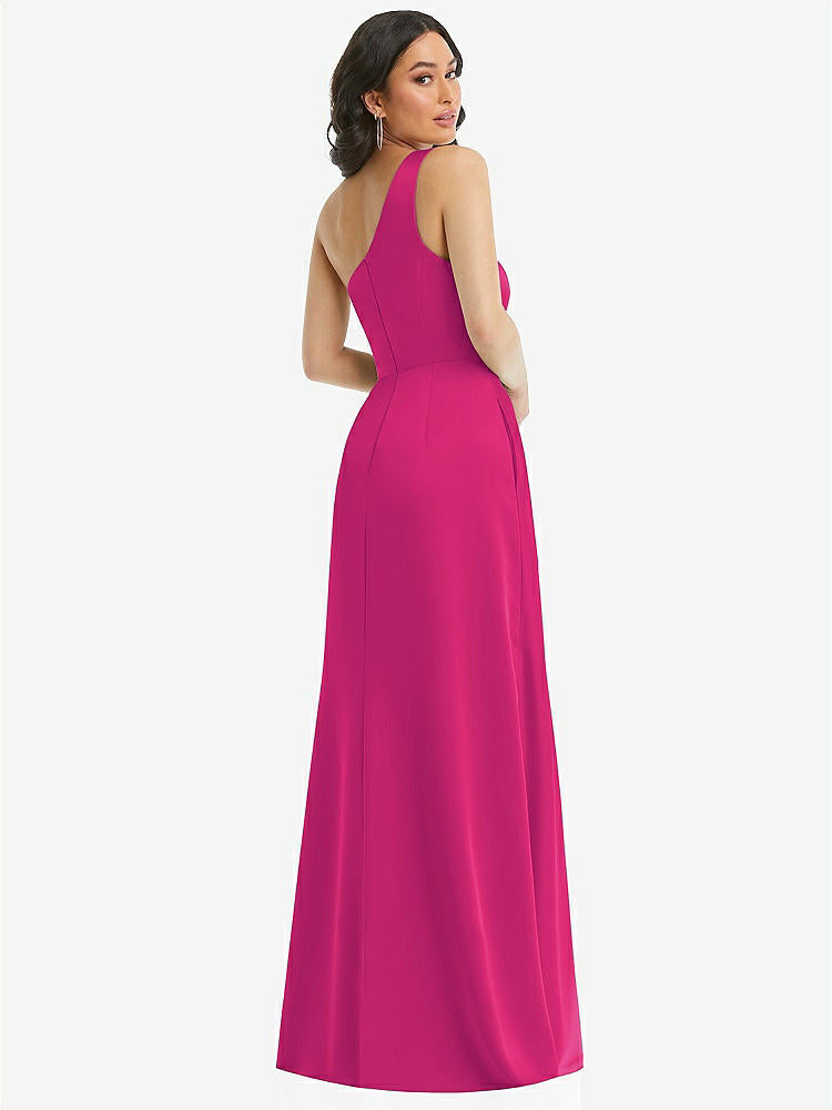 【STYLE: 3114】One-Shoulder High Low Maxi Dress with Pockets【COLOR: Think Pink】