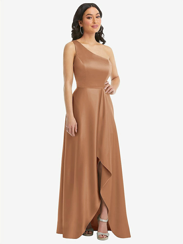 【STYLE: 3114】One-Shoulder High Low Maxi Dress with Pockets【COLOR: Toffee】