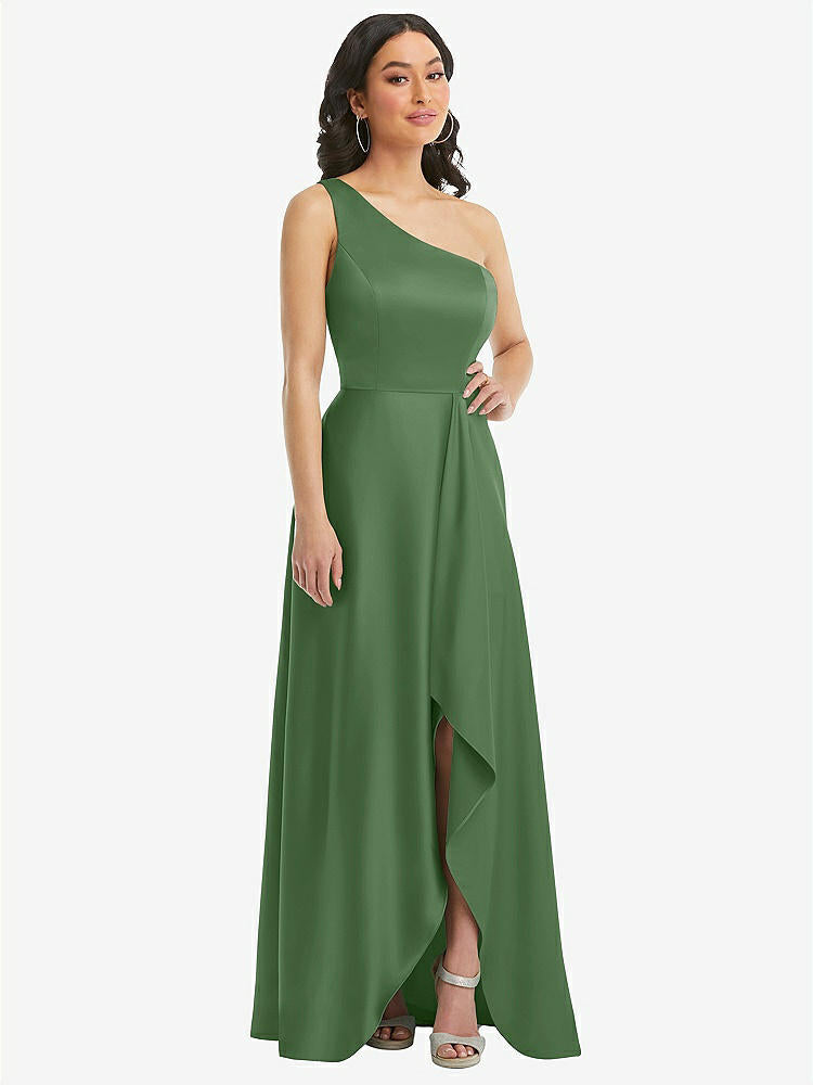 【STYLE: 3114】One-Shoulder High Low Maxi Dress with Pockets【COLOR: Vineyard Green】