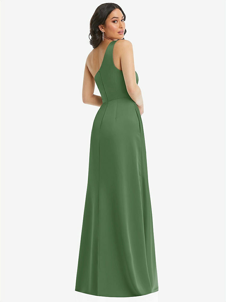 【STYLE: 3114】One-Shoulder High Low Maxi Dress with Pockets【COLOR: Vineyard Green】