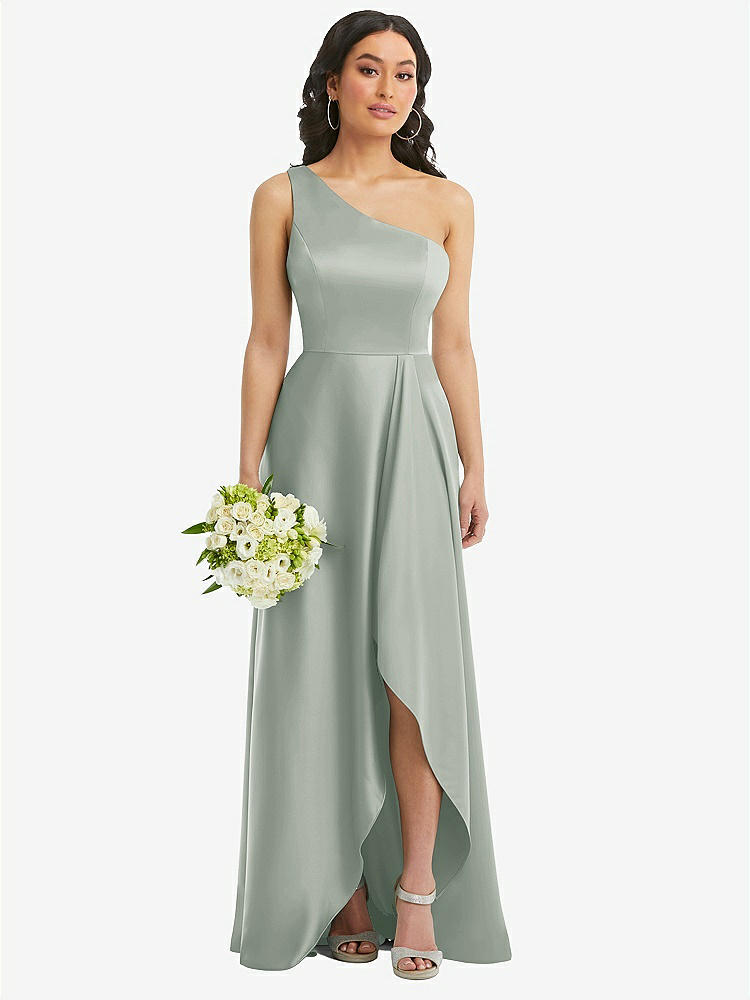 【STYLE: 3114】One-Shoulder High Low Maxi Dress with Pockets【COLOR: Willow Green】