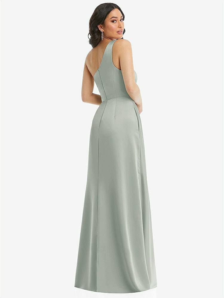 【STYLE: 3114】One-Shoulder High Low Maxi Dress with Pockets【COLOR: Willow Green】