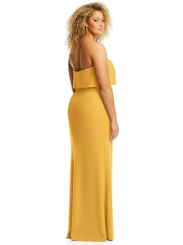 【NEW】【STYLE: 3115】ストラップレス オーバーレイ ボディス クレープ マキシ ドレス 前面 スリット【COLOR: NYC Yellow】【SIZE: 00-18W】
