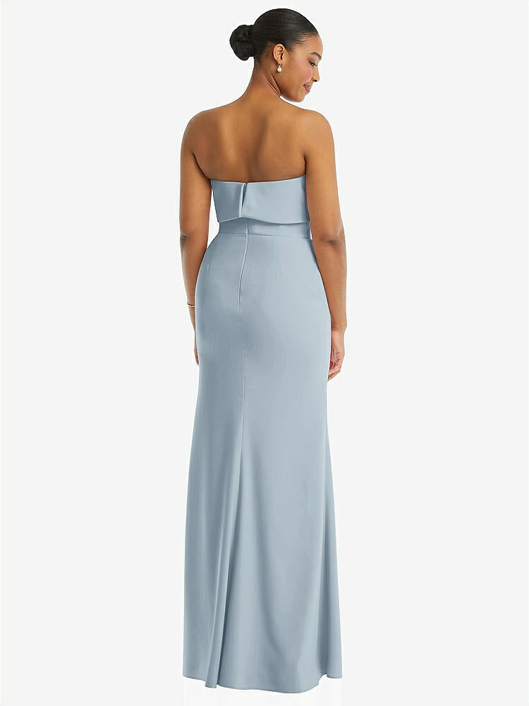 【STYLE: 3115】Strapless Overlay Bodice Crepe Maxi Dress with Front Slit【COLOR: Mist】