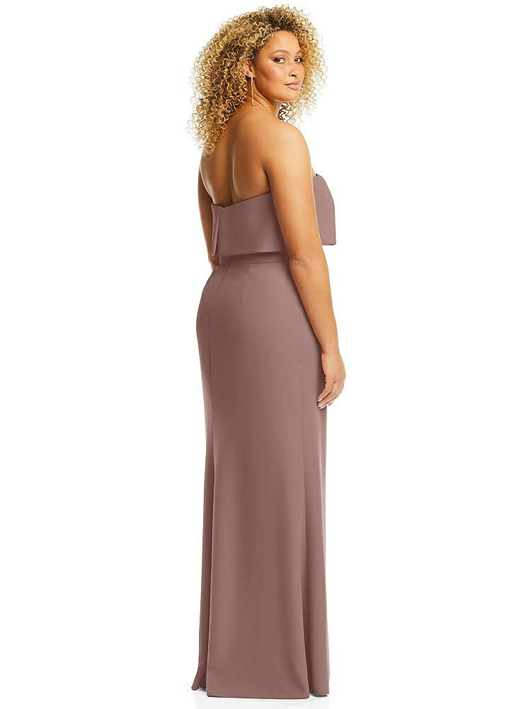 【STYLE: 3115】Strapless Overlay Bodice Crepe Maxi Dress with Front Slit【COLOR: Sienna】