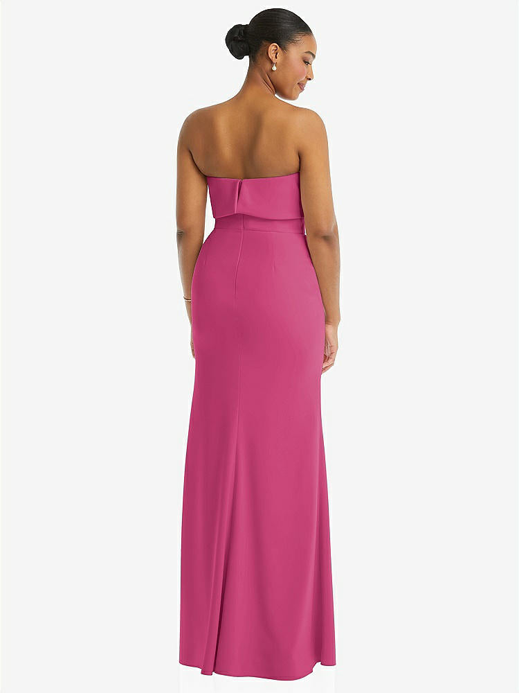 【STYLE: 3115】Strapless Overlay Bodice Crepe Maxi Dress with Front Slit【COLOR: Tea Rose】