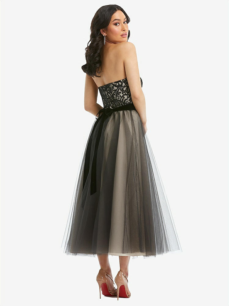 【STYLE: 3117】Lace Bustier Bodice Ballet-Length Dress with Tulle Skirt【Cameo & Black】