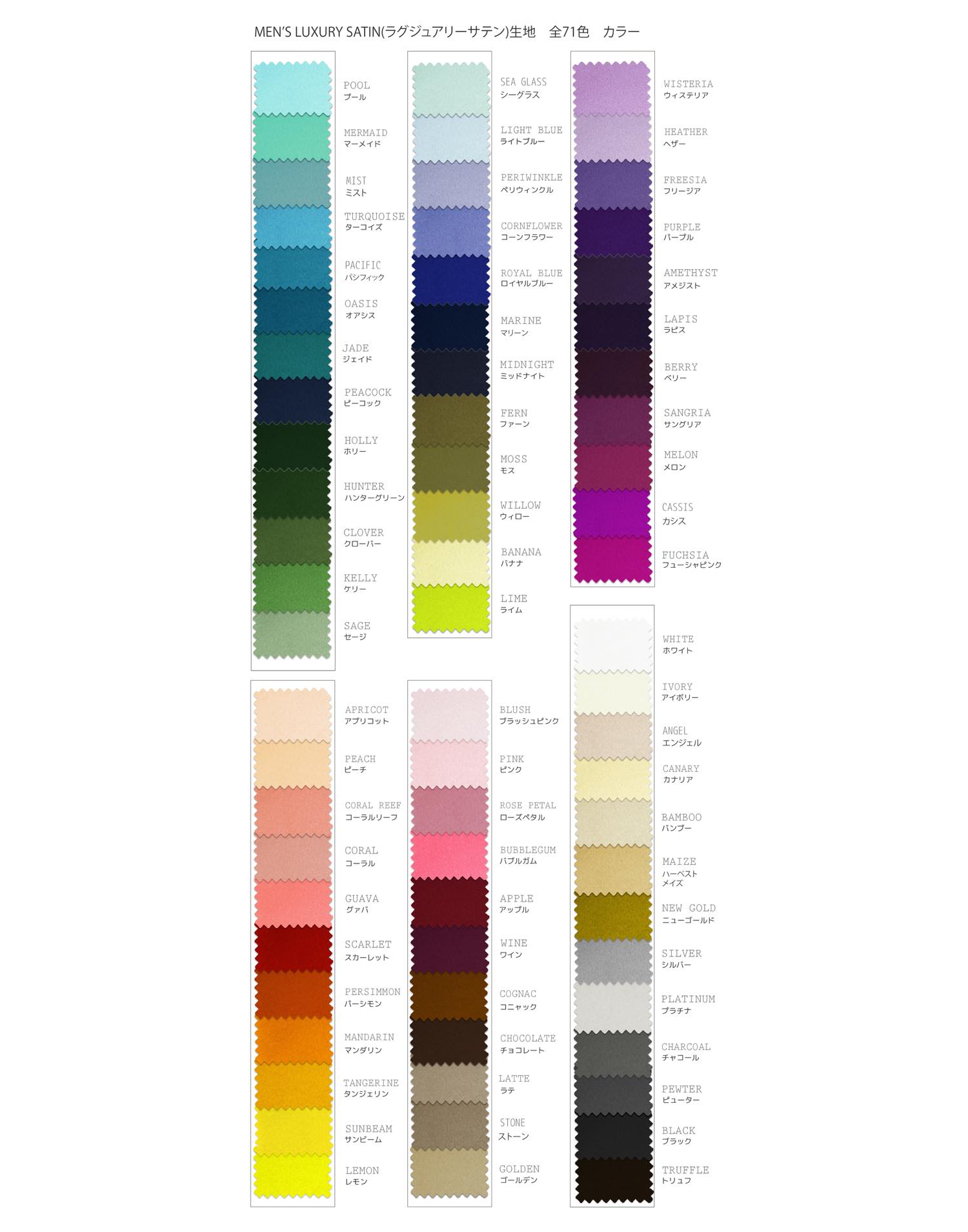Luxury satin ascot tie 65 colors
