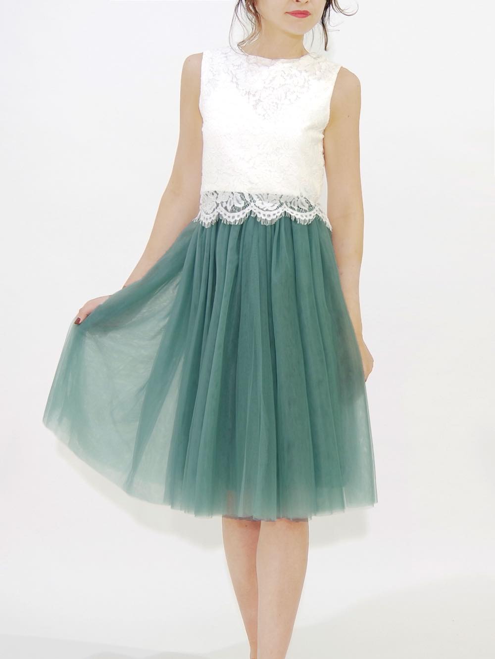Tulle knee length skirt 155 colors