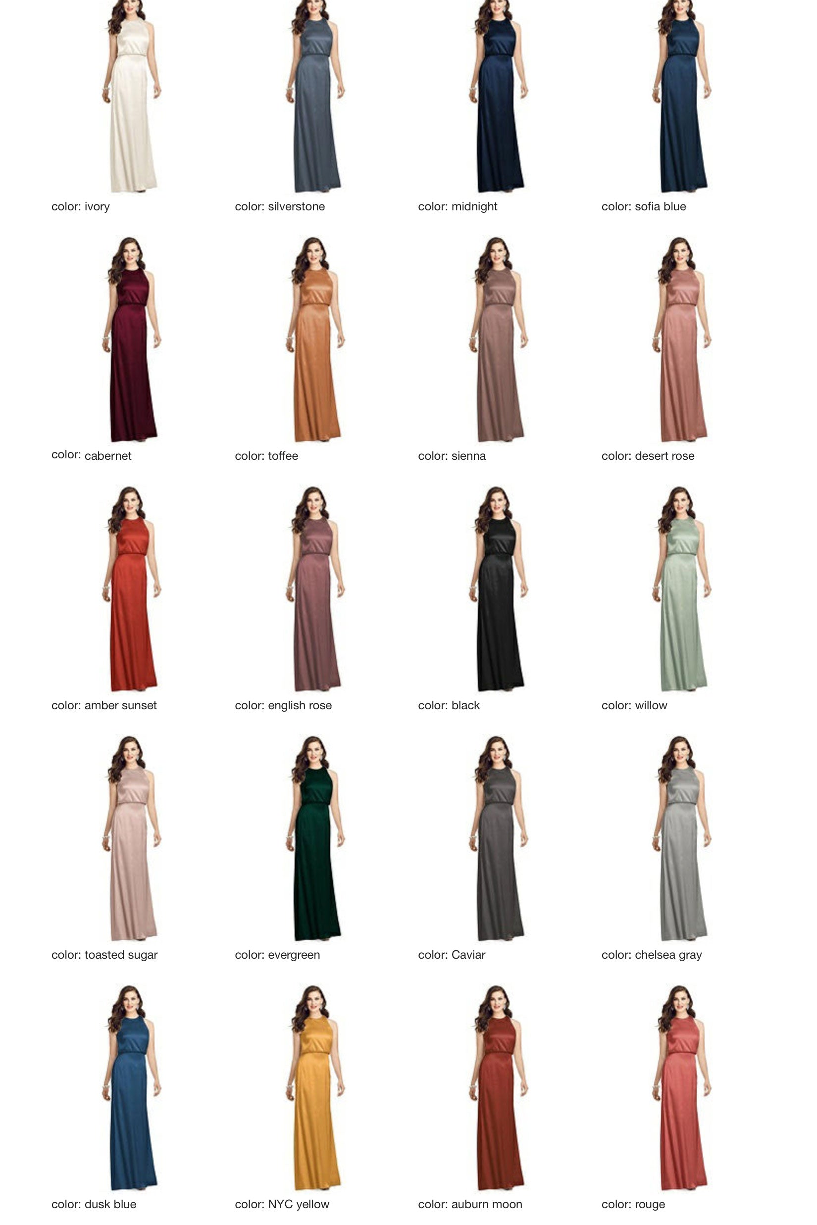 3055 Satin bridesmaid long dress 20 colors
