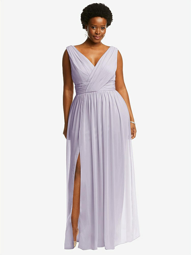 【NEW】【STYLE: 2894】ノースリーブ ドレープ シフォン マキシ ドレス 前面 スリット【COLOR: Moondance】【SIZE: 00-30W】