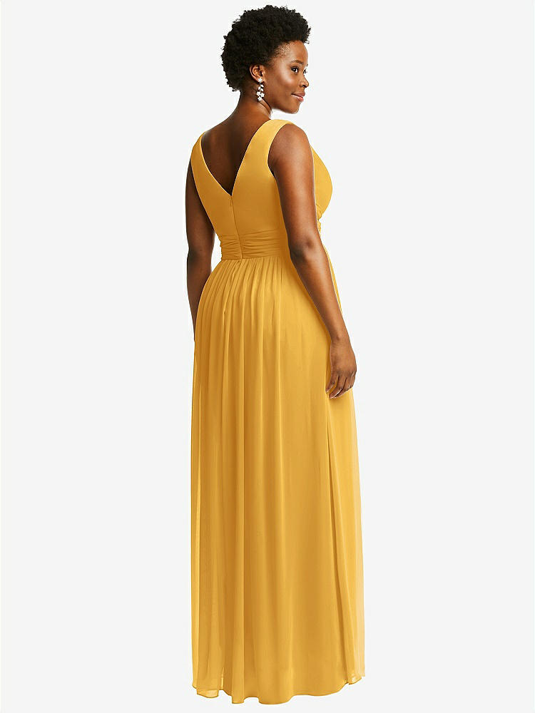 【NEW】【STYLE: 2894】ノースリーブ ドレープ シフォン マキシ ドレス 前面 スリット【COLOR: NYC Yellow】【SIZE: 00-30W】