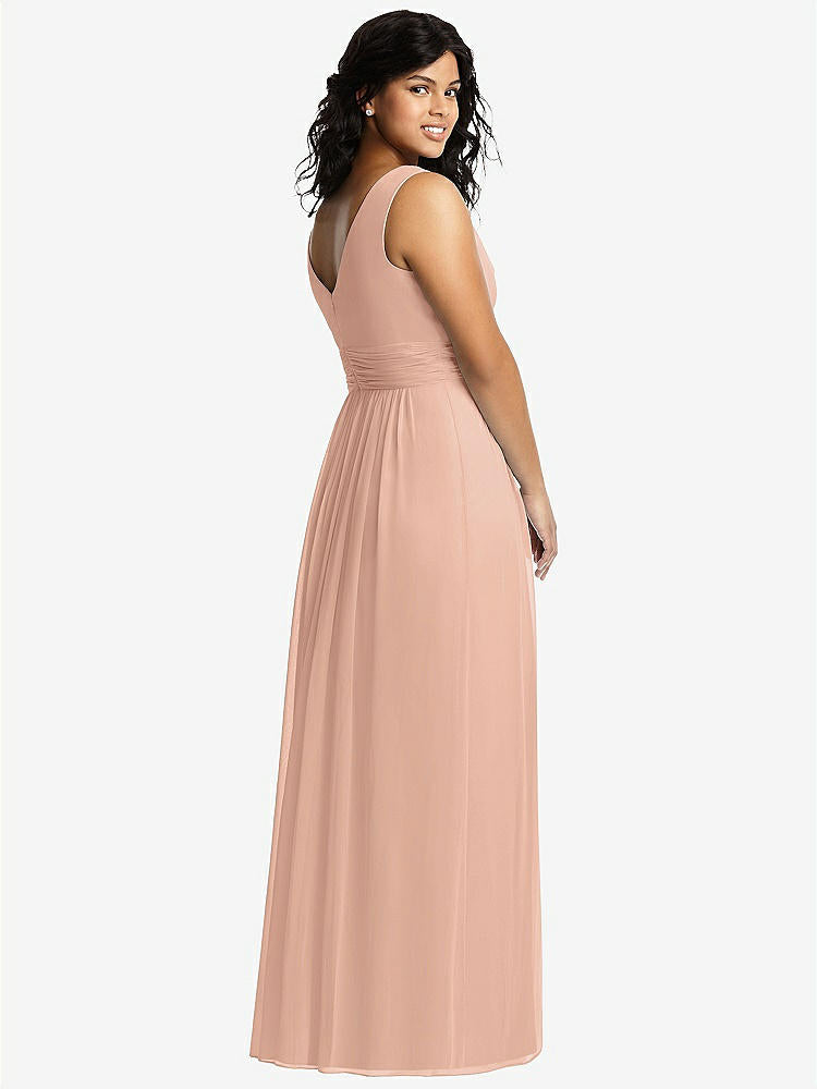 【NEW】【STYLE: 2894】ノースリーブ ドレープ シフォン マキシ ドレス 前面 スリット【COLOR: Pale Peach】【SIZE: 00-30W】