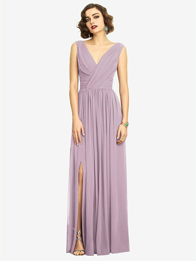 【STYLE: 2894】Sleeveless Draped Chiffon Maxi Dress with Front Slit【COLOR: Suede Rose】