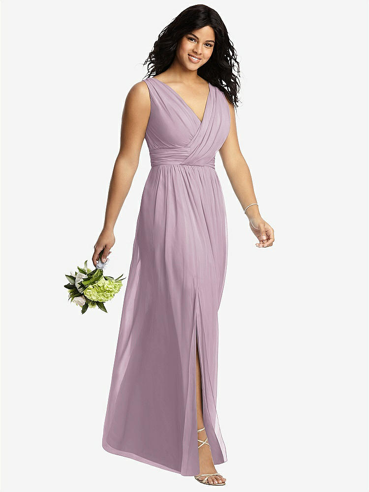 【STYLE: 2894】Sleeveless Draped Chiffon Maxi Dress with Front Slit【COLOR: Suede Rose】