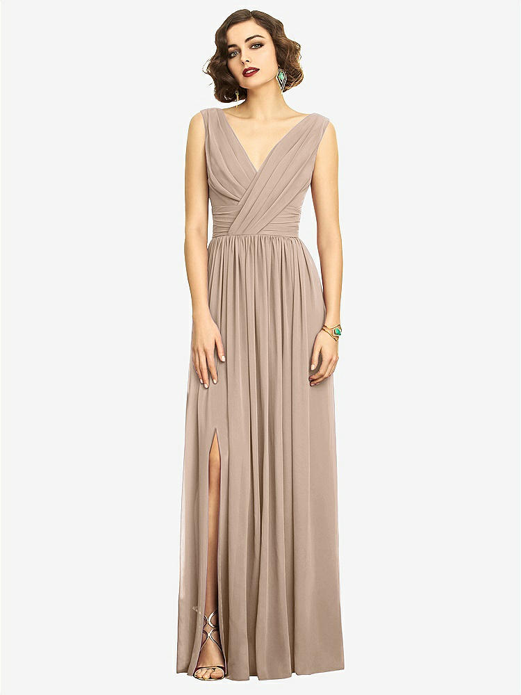 【STYLE: 2894】Sleeveless Draped Chiffon Maxi Dress with Front Slit【COLOR: Topaz】