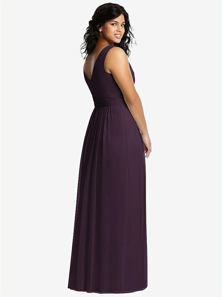 【NEW】【STYLE: 2894】ノースリーブ ドレープ シフォン マキシ ドレス 前面 スリット【COLOR: Aubergine】【SIZE: 00-30W】
