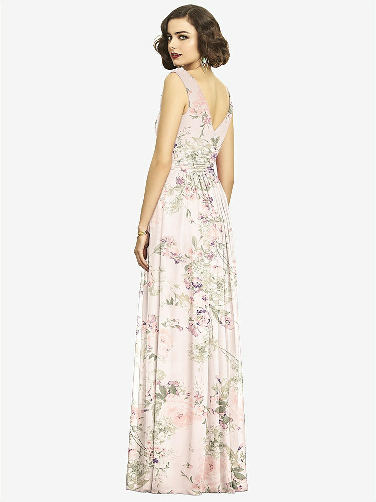 【STYLE: 2894】Sleeveless Draped Chiffon Maxi Dress with Front Slit【COLOR: Blush Garden】