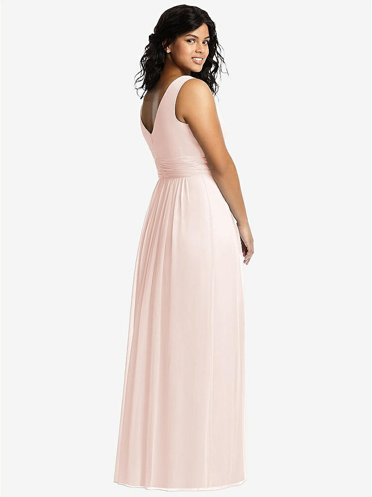 【STYLE: 2894】Sleeveless Draped Chiffon Maxi Dress with Front Slit【COLOR: Blush】