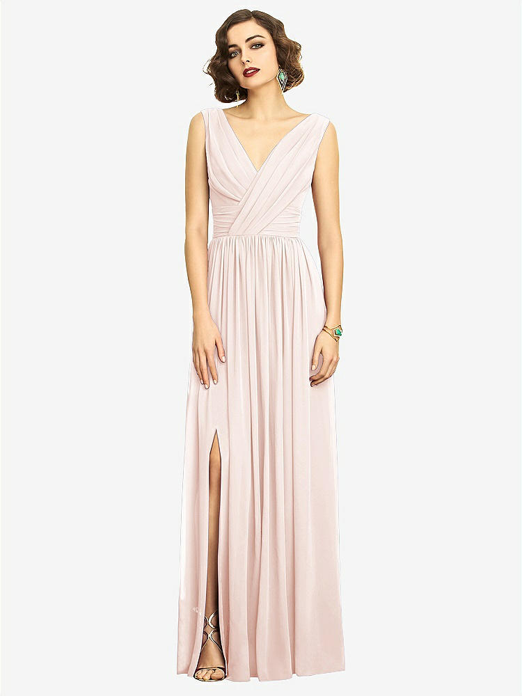 【STYLE: 2894】Sleeveless Draped Chiffon Maxi Dress with Front Slit【COLOR: Blush】