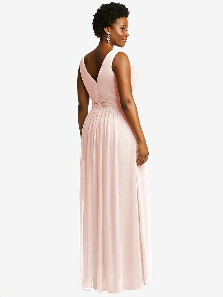 【STYLE: 2894】Sleeveless Draped Chiffon Maxi Dress with Front Slit【COLOR: Blush】