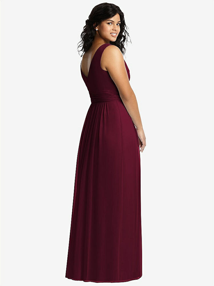 【NEW】【STYLE: 2894】ノースリーブ ドレープ シフォン マキシ ドレス 前面 スリット【COLOR: Cabernet】【SIZE: 00-30W】