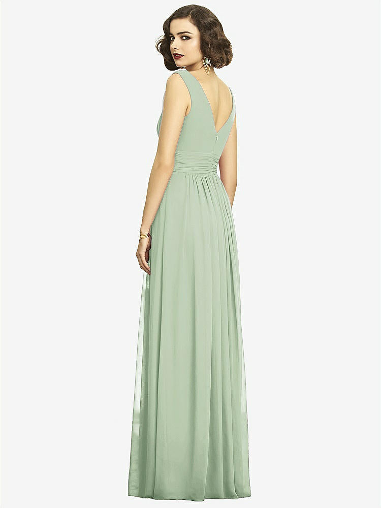 【NEW】【STYLE: 2894】ノースリーブ ドレープ シフォン マキシ ドレス 前面 スリット【COLOR: Celadon】【SIZE: 00-30W】